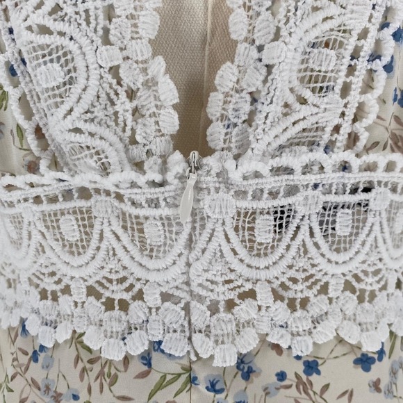 Prairie Maxi Dress Floral Lace Romantic Cottagecore Coastal Cowgirl Boho Size M - Picture 10 of 13